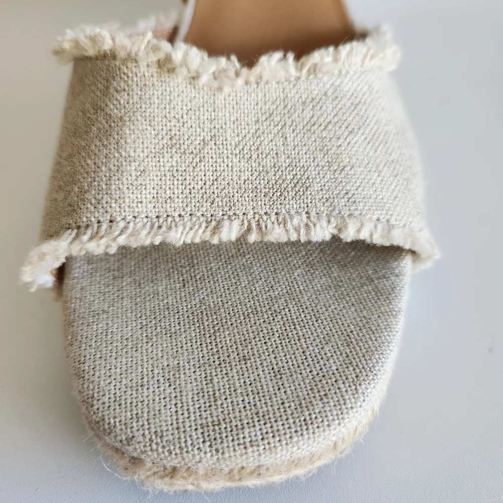 Lucky Brand Mindra Espadrille Wedge Sandal Size 12 Natural Frayed